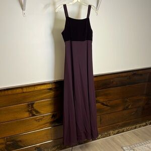 Y2K Eggplant Purple Maxi Dress w/ Velvet Detail on Top- 8